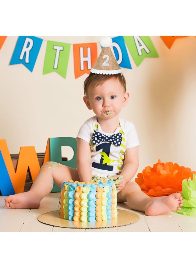 Winner Boy's 2nd birthday hat, khaki handmade linen cone birthday hat, photo prop for boys and girls' 2nd birthday parties, birthday party decorations. - Image 3
