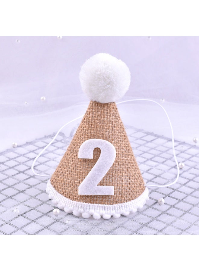 Winner Boy's 2nd birthday hat, khaki handmade linen cone birthday hat, photo prop for boys and girls' 2nd birthday parties, birthday party decorations. - Image 2