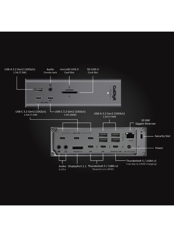 CalDigit TS5 Plus - Thunderbolt Station 5, 140W Power Delivery - Image 3