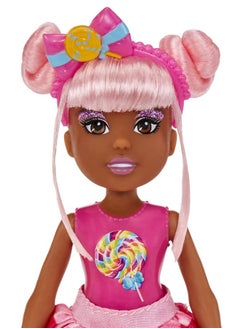 MGA Entertainment Dream Bella Little Candy Princess Jaylen Lollipop Scented 5.5 Doll With Scratch 'N Sniff Tag Long Pink Hair Headband Rainbow Skirt 4 Fashion Accessories Gift For 38 Years  - Image 3
