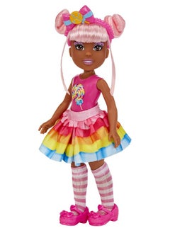 MGA Entertainment Dream Bella Little Candy Princess Jaylen Lollipop Scented 5.5 Doll With Scratch 'N Sniff Tag Long Pink Hair Headband Rainbow Skirt 4 Fashion Accessories Gift For 38 Years  - Image 2