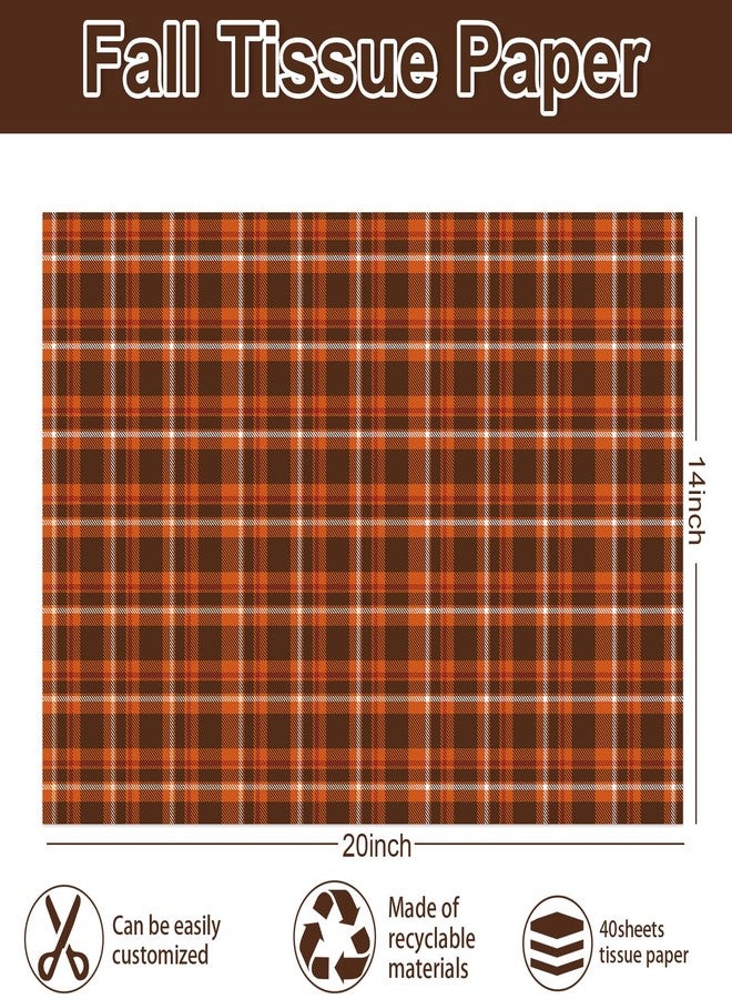 Whaline 40 Sheets Fall Plaid Tissue Paper Yellow Orange Wrapping Paper for Autumn Thanksgiving Home Classroom Office Party DIY Crafts, 14 x 20 Inch - Image 2