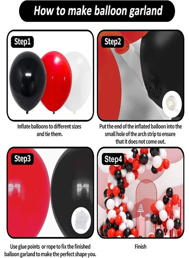 YMSZ Red and Black Balloons, 120pcs Red White and Black Balloons Garland Arch Kit for Birthday,New Year,Graduation Decorations - Image 3