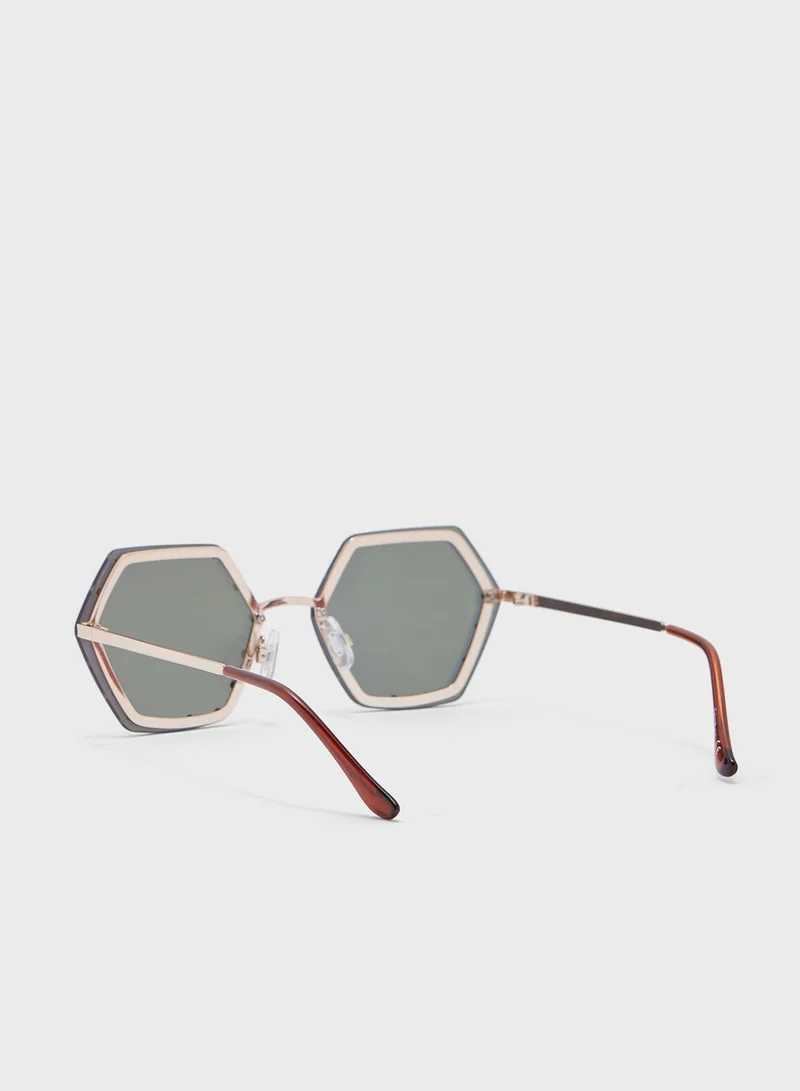 Jeepers Peepers Rhinestone Octagon Sunglasses