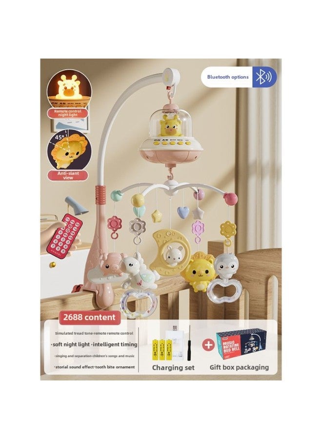 Newborn Baby Cradle Bed Baby Bed Bell 0-1 Years Old 3-6 Months 12 Toy Music Rotating Bedside Bell-Color:❤ Bluetooth Charging [remote Control + Luminous + Timing] Powder  - Image 1