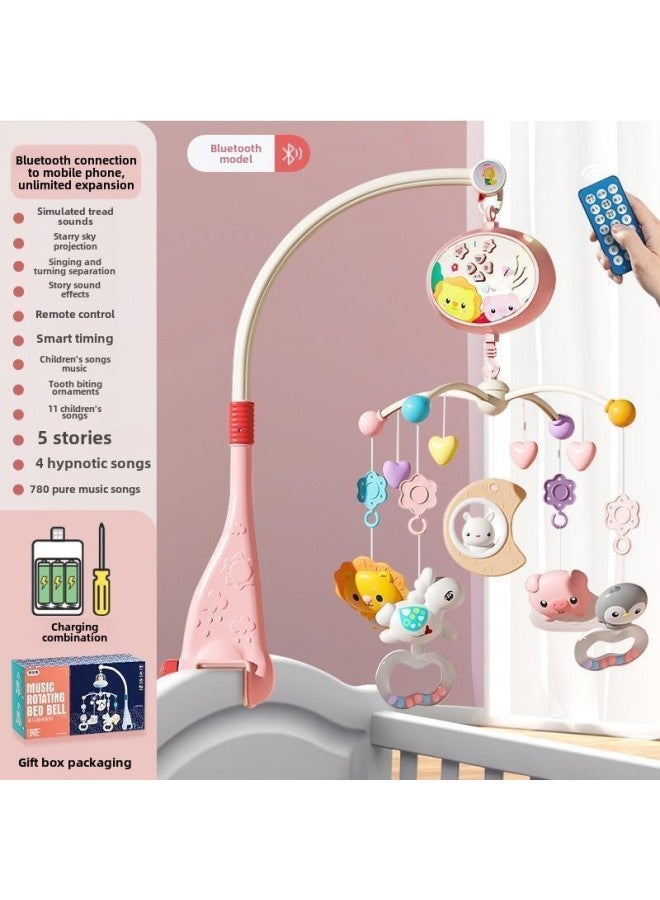 Newborn Baby Cradle Bed Baby Bed Bell 0-1 Years Old 3-6 Months 12 Toy Music Rotating Bedside Bell-Color:❤ Bluetooth Charging [remote Control + Luminous + Timing] Powder  - Image 2
