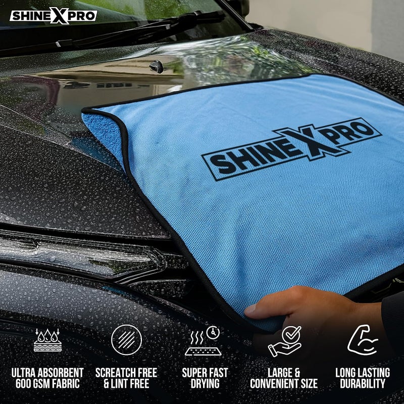 ShineXPro Microfiber Car Cleaning Cloth & Wash Mitt (Combo) - Includes SuckerXtreme 600GSM (60x50 CM) Microfiber Cloth for Car & Dual Sided Chenille Microfiber Wash Mitt - Super Wash & Dry Kit Transit damage prevent build - Image 2