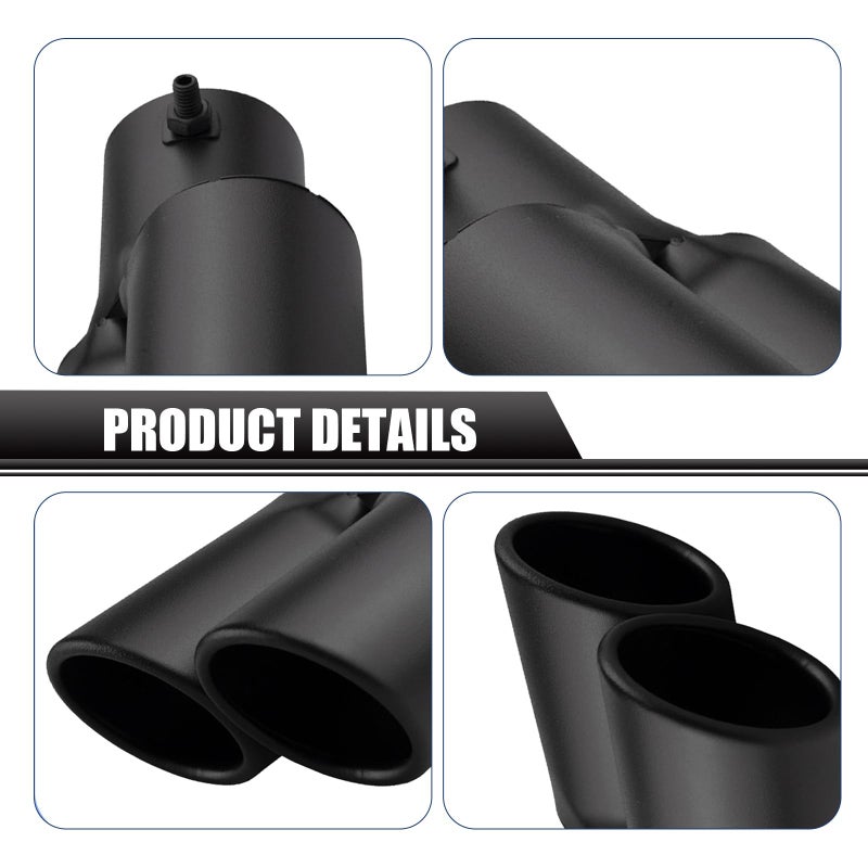 Hugwits Car Exhaust Tips, Stainless Steel Dual Outlet Straight Style Muffler Exhaust, 2.5" Dual Tail Pipe Muffler Tip, Universal for Most Cars (Matte Black) - Image 4