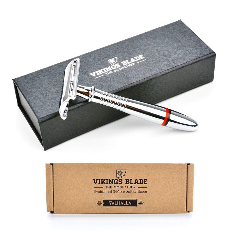 VIKINGS BLADE Double Edge Safety Razor for Men + 5 Swedish Steel Blades + Luxury Case. Classic 3-Piece. Reusable, Eco-Friendly (The Godfather) - Image 2