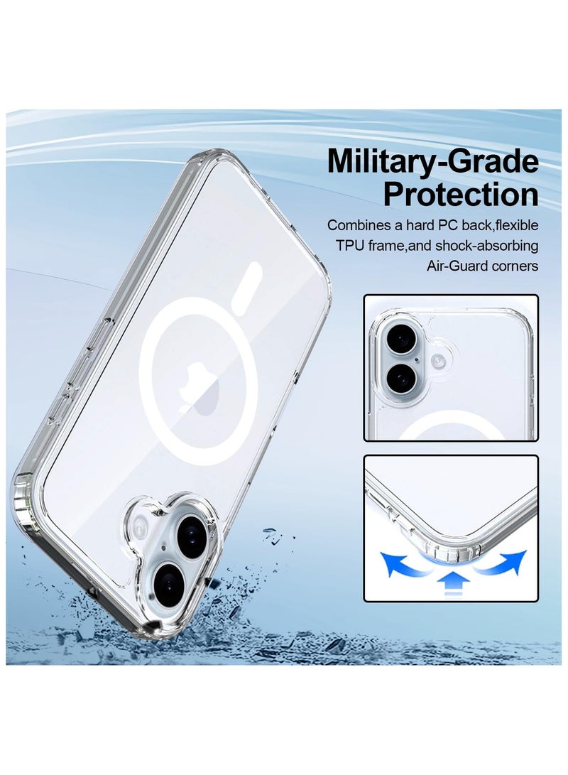 Case Cover for iPhone 16 6.1 inch, Compatible with MagSafe, Scratch-Resistant Back, Anti-Scratch Clear Back Magnetic Phone Cover