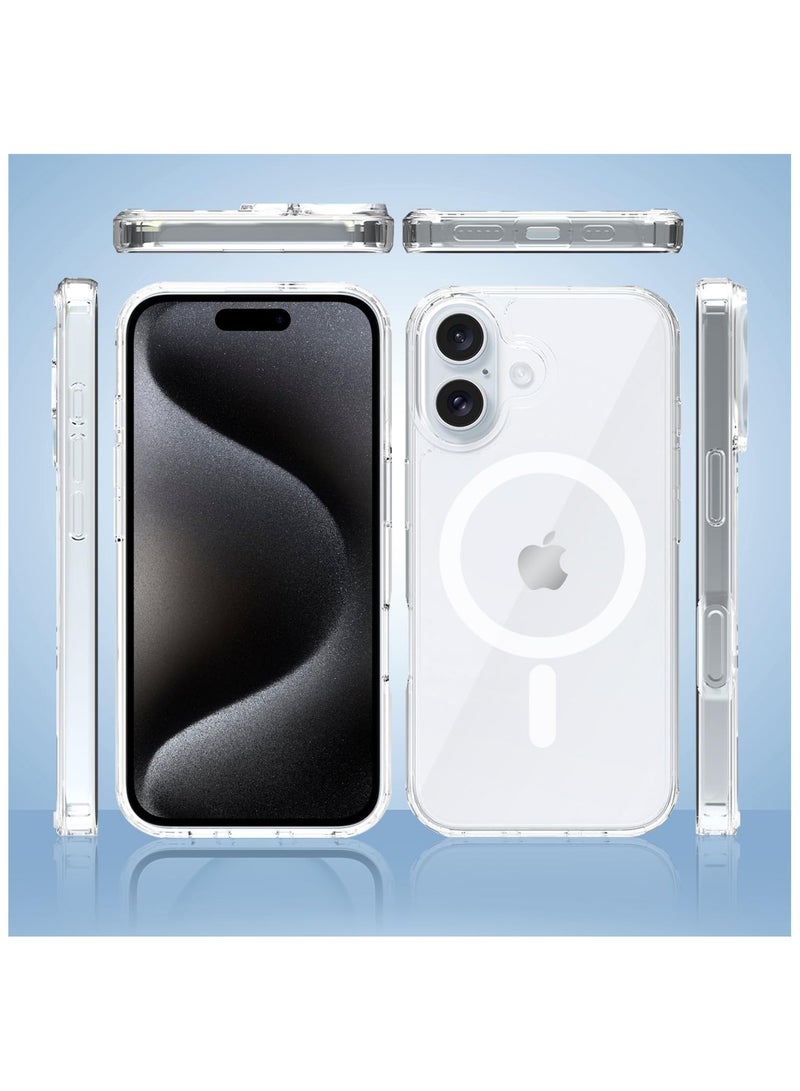 Case Cover for iPhone 16 6.1 inch, Compatible with MagSafe, Scratch-Resistant Back, Anti-Scratch Clear Back Magnetic Phone Cover