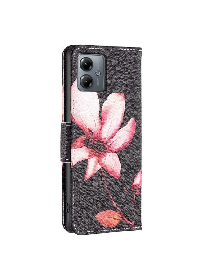 HuHa For Motorola Moto G14 4G Colored Drawing Pattern Leather Phone Case(Lotus)  - Image 3