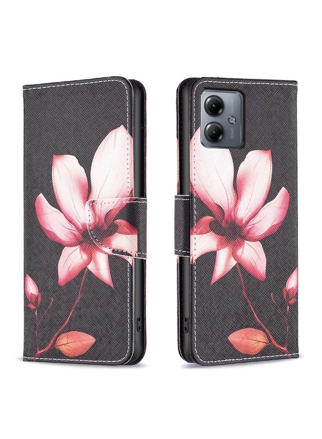 HuHa For Motorola Moto G14 4G Colored Drawing Pattern Leather Phone Case(Lotus)  - Image 1