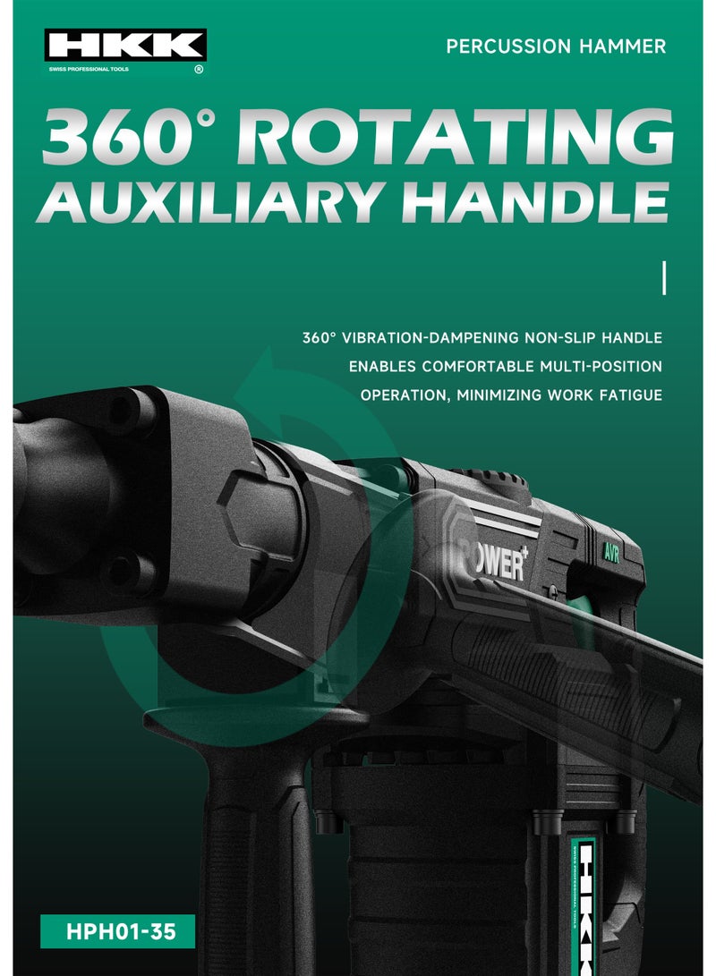 ح ك ك مطرقة طرق شديدة التحمل 1200 واط - مثقاب مطرقي كهربائي للخرسانة والحجر والطوب، أداة كهربائية سلكية للتكسير والبناء والترميم - Image 2