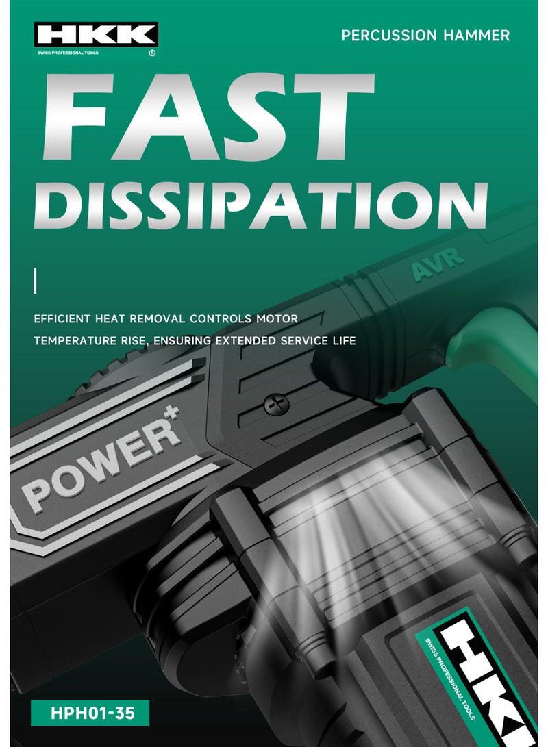 ح ك ك مطرقة طرق شديدة التحمل 1200 واط - مثقاب مطرقي كهربائي للخرسانة والحجر والطوب، أداة كهربائية سلكية للتكسير والبناء والترميم - Image 3