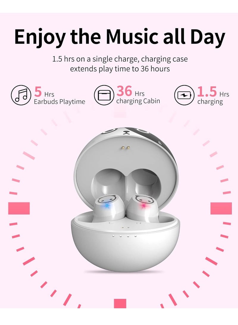 Wireless Earbuds Cartoon Wireless Bluetooth 5.0 Headset Built-in Mic Cute Cat Earbuds IPX5 Waterproof Headphones Wireless Sports Earphones HiFi Stereo Deep Bass for Lady Girls Home Office Sports - Image 3