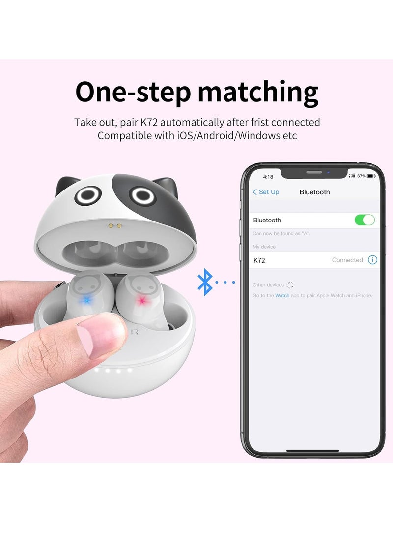 Wireless Earbuds Cartoon Wireless Bluetooth 5.0 Headset Built-in Mic Cute Cat Earbuds IPX5 Waterproof Headphones Wireless Sports Earphones HiFi Stereo Deep Bass for Lady Girls Home Office Sports - Image 4