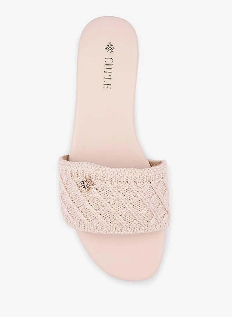 Cuple Cream Women Flat Slide Sandals for Women | Best Price UAE