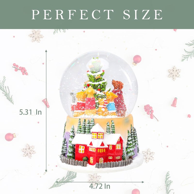 Bdor Christmas Animal Choir Snow Globe with LED Lights & Music – 4.33" x 4.72" x 5.31" | 2 Modes: Color Changing with 8 Songs or Warm Yellow Glow | Woodland Animal Holiday Decoration | Battery Operated - Image 5