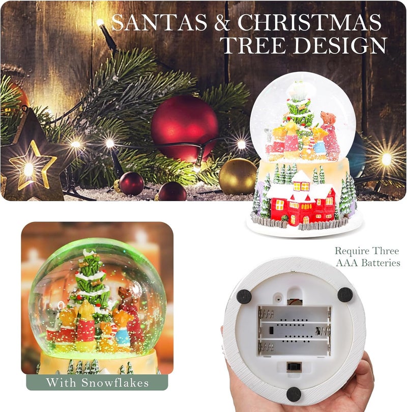 Bdor Christmas Animal Choir Snow Globe with LED Lights & Music – 4.33" x 4.72" x 5.31" | 2 Modes: Color Changing with 8 Songs or Warm Yellow Glow | Woodland Animal Holiday Decoration | Battery Operated - Image 4