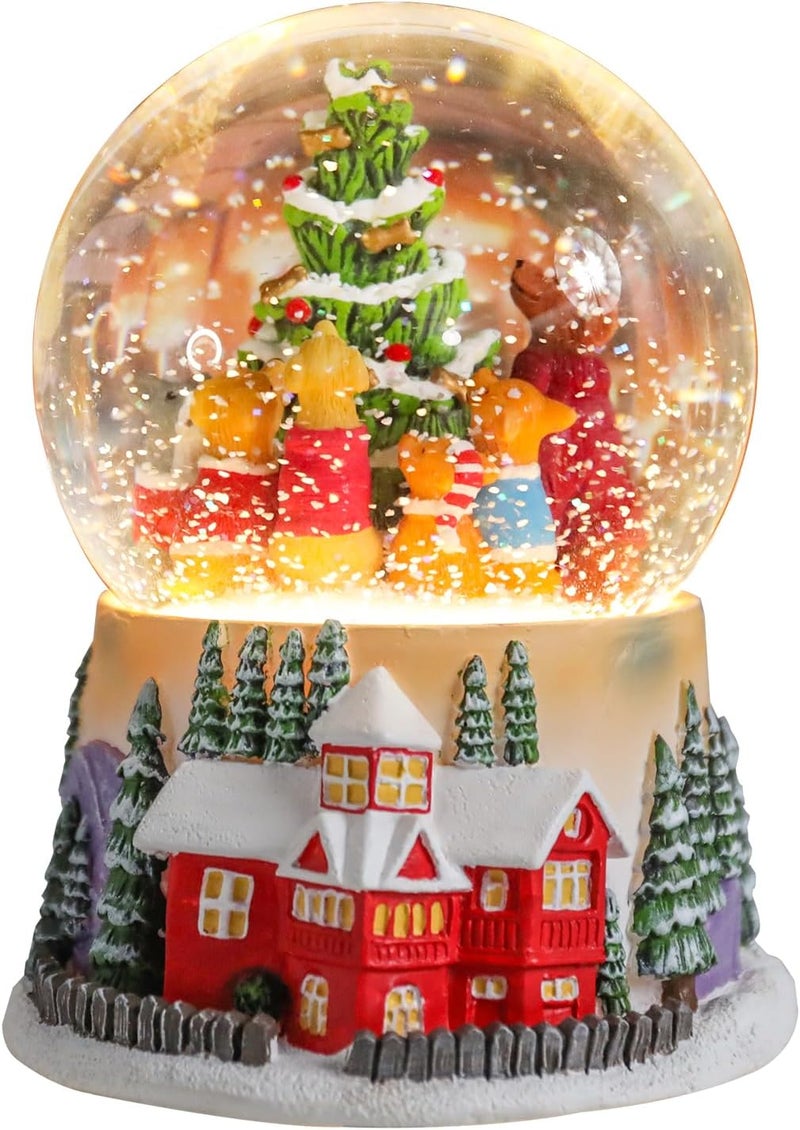 Bdor Christmas Animal Choir Snow Globe with LED Lights & Music – 4.33" x 4.72" x 5.31" | 2 Modes: Color Changing with 8 Songs or Warm Yellow Glow | Woodland Animal Holiday Decoration | Battery Operated - Image 1