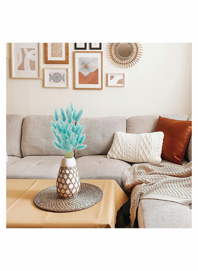 Natural Bunny Tails Dried Flowers, 70 Pcs Dried Lagurus Ovatus, Dried Pampas Grass Decor for Farmhouse Flower Arrangements Wedding Home Boho Party Decorations(Tiff Blue) - Image 4