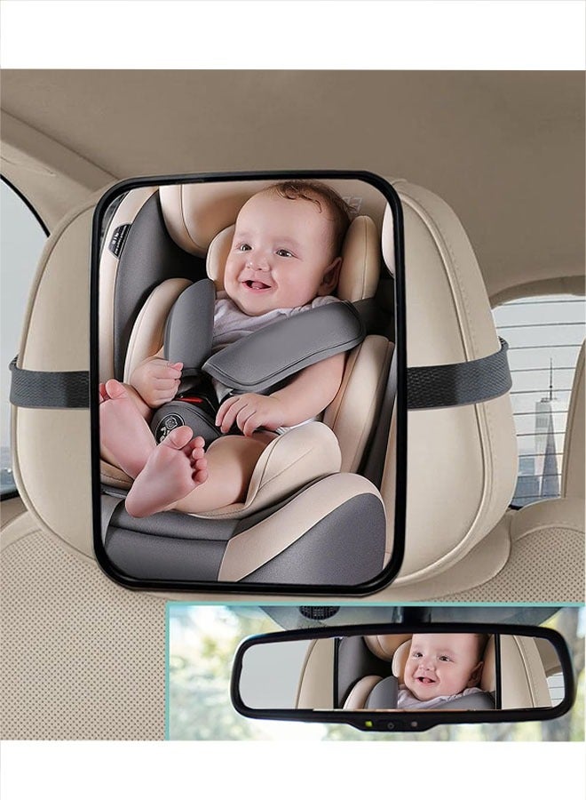 Baby Car Mirror, Babies Rear View Mirror for Car Back Seat, Adjustable Straps, See Infant in Vehicle for Most Cars  SUVs - Image 1