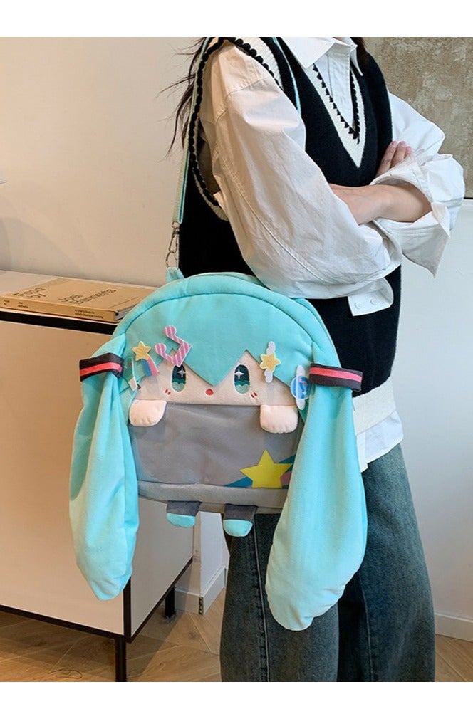 Cute girl plush bag backpack student campus backpack transparent crossbody bag - Image 3