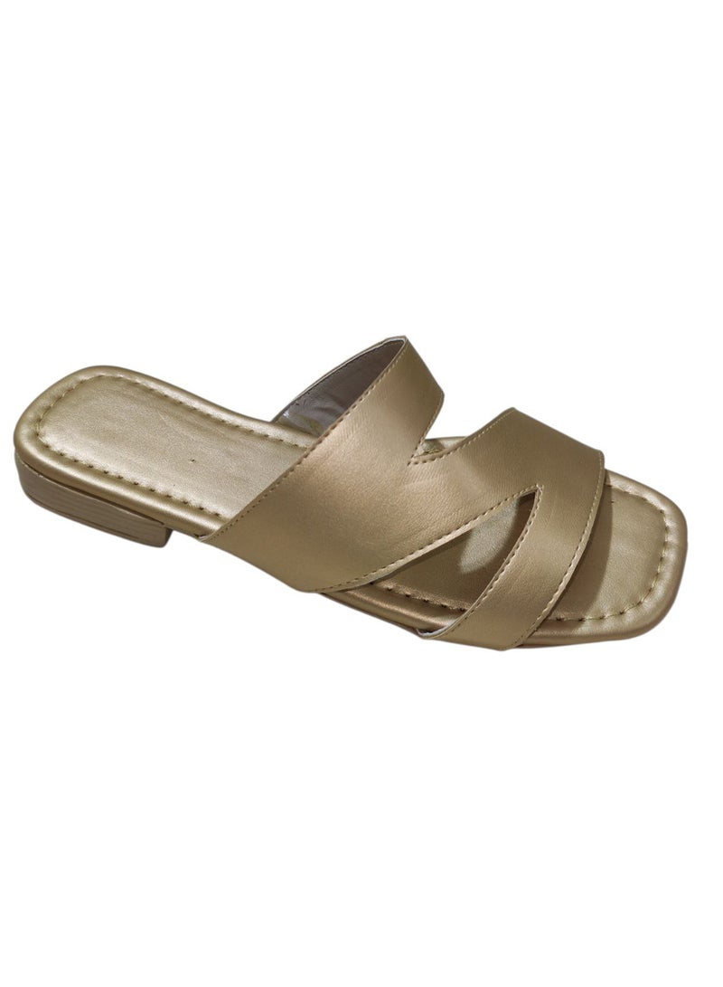 Karisma Flat Squared Toe Slippers With Three Strap Cut Design - Image 3