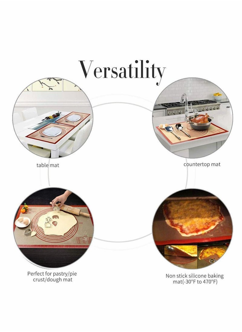 Y&D - Non-slip Silicone Pastry Mat Extra Large with Measurements 28''By 20'' for Baking Mat, Counter Dough Rolling Mat,Oven Liner,Fondant/Pie Crust By Folksy Super Kitchen 2028, red - Image 1