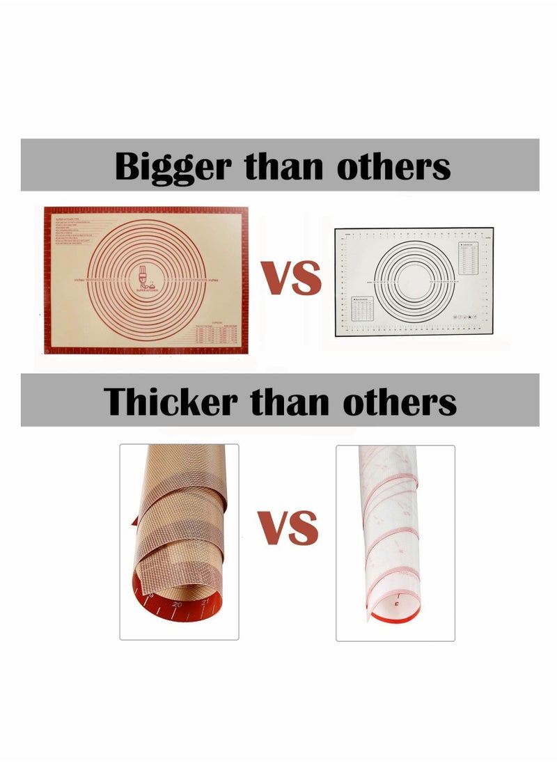 Y&D - Non-slip Silicone Pastry Mat Extra Large with Measurements 28''By 20'' for Baking Mat, Counter Dough Rolling Mat,Oven Liner,Fondant/Pie Crust By Folksy Super Kitchen 2028, red - Image 1