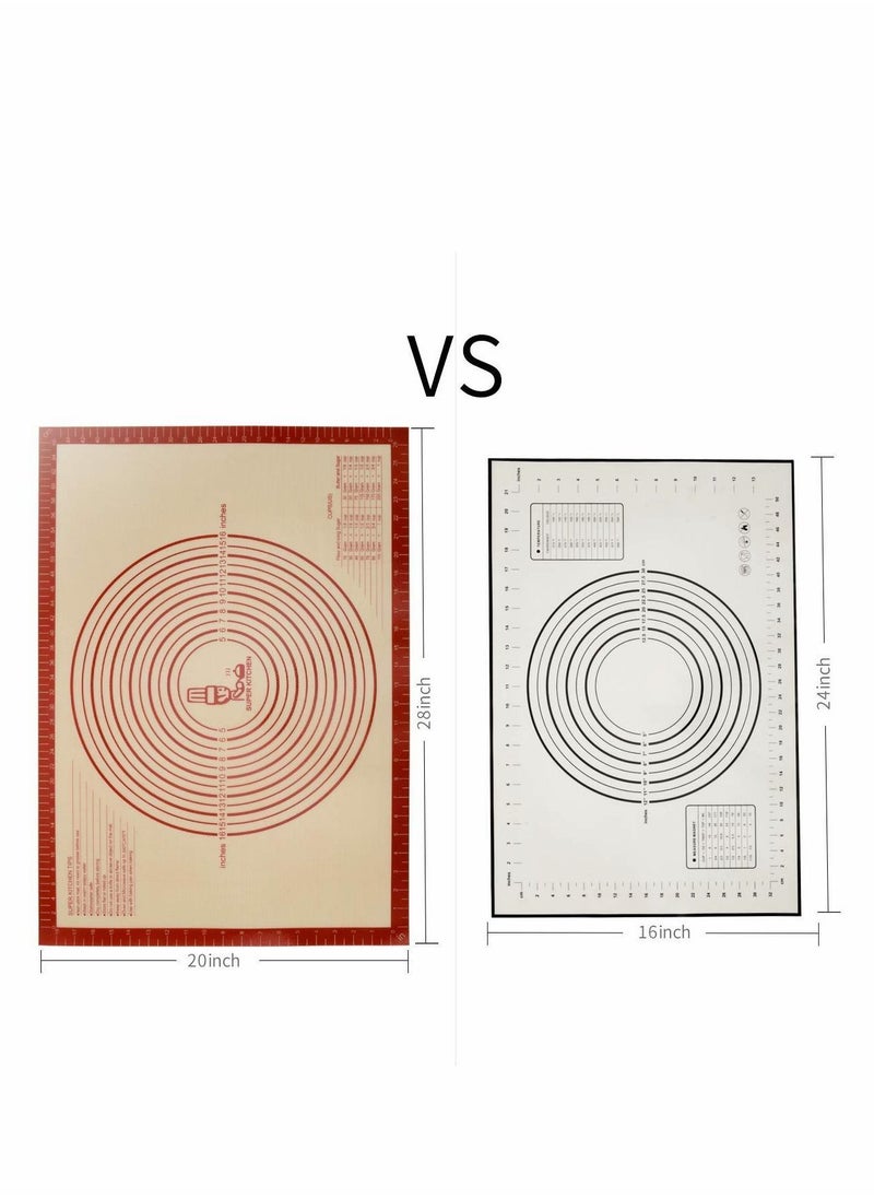 Y&D - Non-slip Silicone Pastry Mat Extra Large with Measurements 28''By 20'' for Baking Mat, Counter Dough Rolling Mat,Oven Liner,Fondant/Pie Crust By Folksy Super Kitchen 2028, red - Image 1