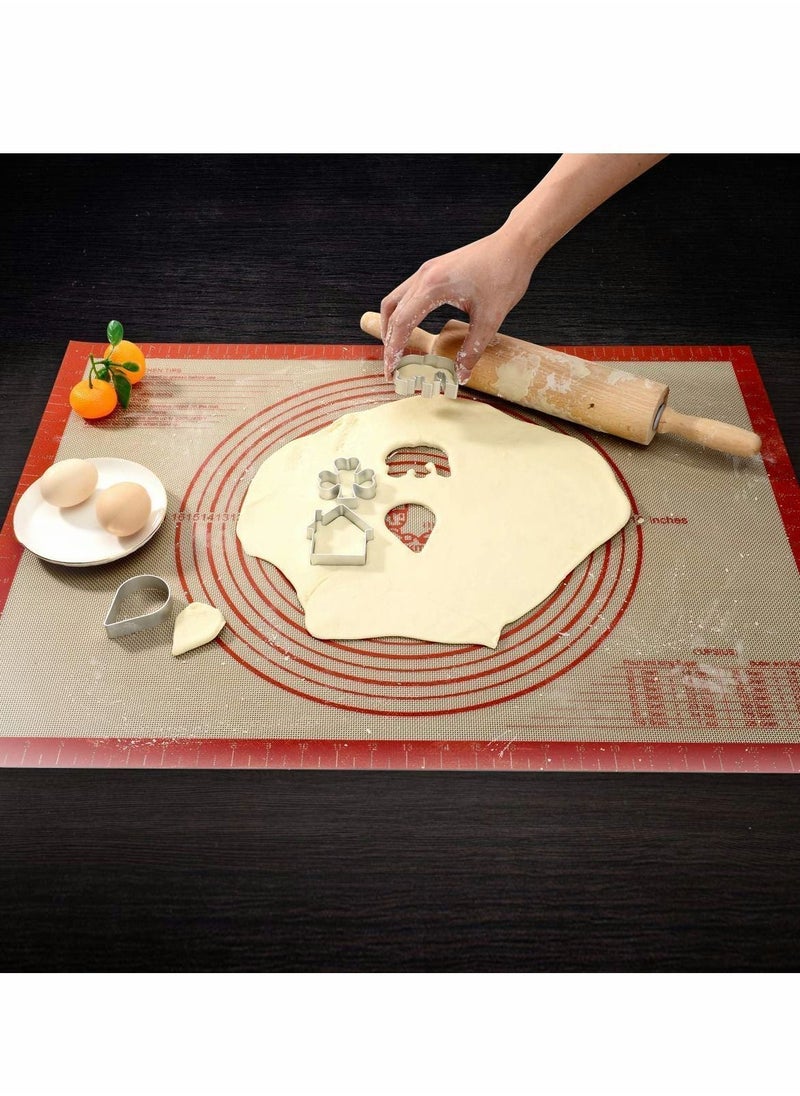 Y&D - Non-slip Silicone Pastry Mat Extra Large with Measurements 28''By 20'' for Baking Mat, Counter Dough Rolling Mat,Oven Liner,Fondant/Pie Crust By Folksy Super Kitchen 2028, red - Image 1