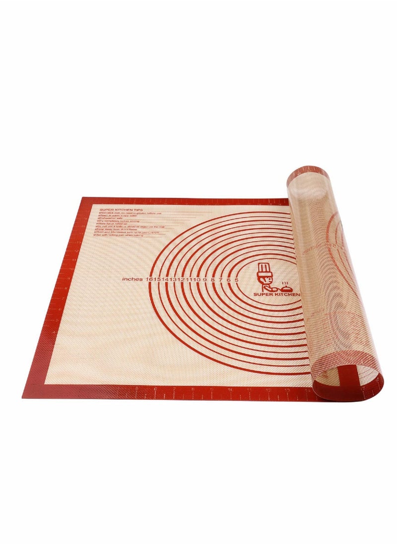 Y&D - Non-slip Silicone Pastry Mat Extra Large with Measurements 28''By 20'' for Baking Mat, Counter Dough Rolling Mat,Oven Liner,Fondant/Pie Crust By Folksy Super Kitchen 2028, red - Image 1