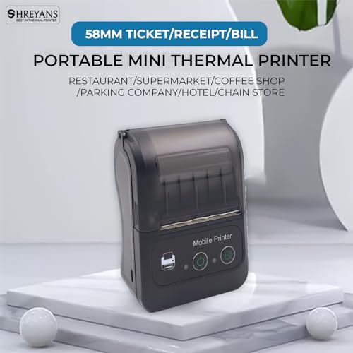 Shreyans (SRS583) 58mm Thermal Receipt Printer Portable Mini Wireless Bluetooth 2 inch Thermal USB Receipt Printer with 2600mAh Rechargeable Battery, Leather Pouch, Power Adapter, Type C Cable - Image 4