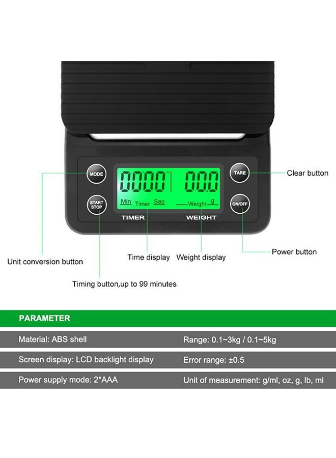 عربست ميزان كهربائي لتقطير القهوة بشاشة LCD أسود/أخضر - Image 5