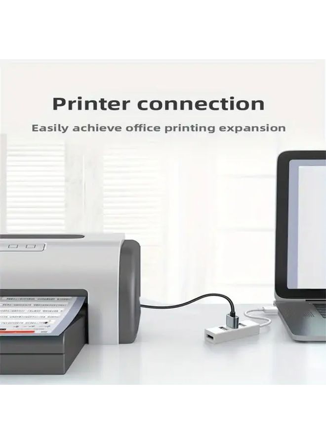 A White Multifunctional High Speed USB 2.0 Hub 4 Port Compact USB Splitter With Power Adapter For PC And Laptop - Image 5