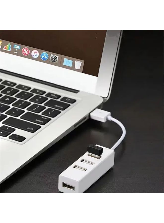 A White Multifunctional High Speed USB 2.0 Hub 4 Port Compact USB Splitter With Power Adapter For PC And Laptop - Image 3