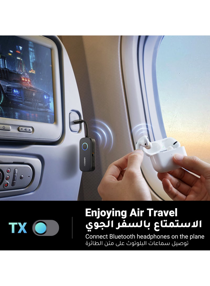 Ugreen Bluetooth Audio Adapter, Bluetooth 5.2 Transmitter & Receiver for TV/Airplane/Car/Bluetooth Headphones/Speaker, 3.5mm Jack Aux, 28H+ Long work Time, Dual Connection, Low Latency for Flight, Travel - Image 4