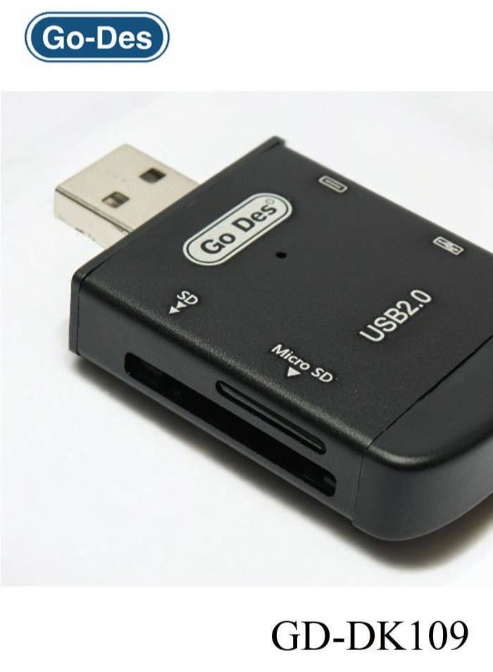 GO-DES GD-DK109 4-in-1 Multi-Function OTG Card Reader USB, Micro USB, Type-C SD and TF Card Adapter - Image 2