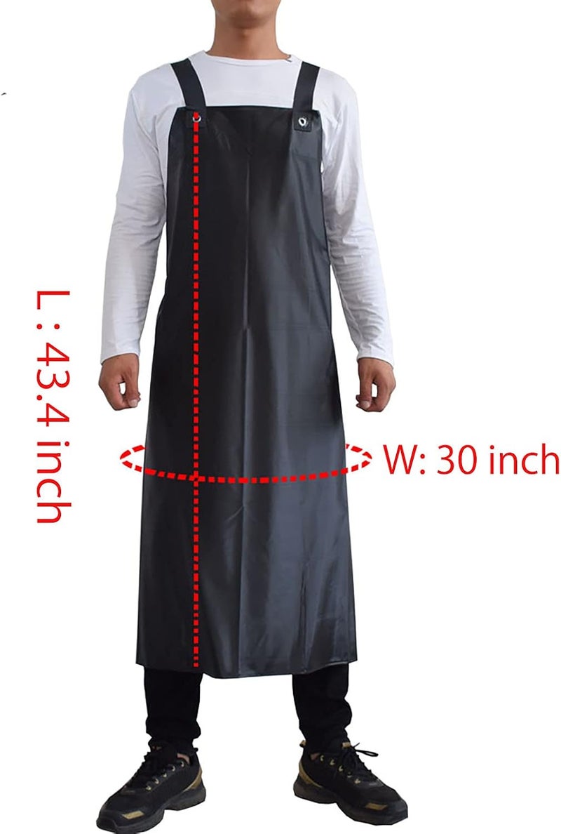Jaspfct Waterproof Rubber Apron-43 Vinyl Waterproof Apron, Chemical Resistant Work Apron for Dishwashing,Dog Grooming,Cleaning,Butcher MD006-Black - Image 5
