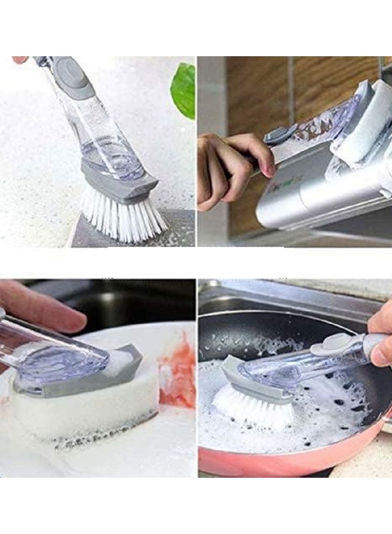 Kitchen Brush with Soap Dispenser Refillable Liquid Washing Head  - Image 2
