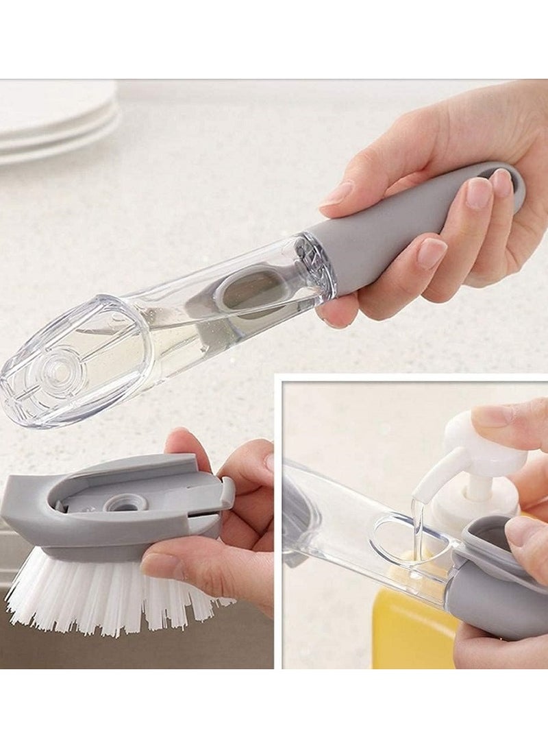Kitchen Brush with Soap Dispenser Refillable Liquid Washing Head  - Image 3