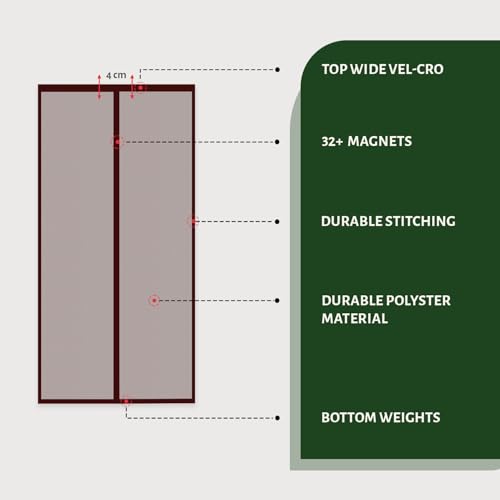 TurtleGrip Polyester Door Mosquito Net with Full Frame Hook&Loop for Main Doors, Bedroom, Kitchen & Balcony Doors (220x120 cm, Brown)| Measure Before Order - Image 5