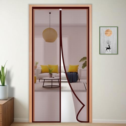 TurtleGrip Polyester Door Mosquito Net with Full Frame Hook&Loop for Main Doors, Bedroom, Kitchen & Balcony Doors (220x120 cm, Brown)| Measure Before Order - Image 1