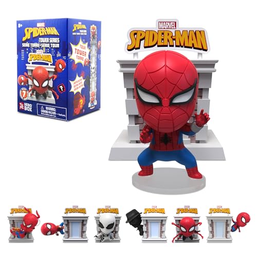 YuMe SpiderMan Tower Series Hero Box Blind Box Stackable 3 Superhero Movie Collectible Toy Figure Official Marvel Merchandise Surprise Figure 7 SpiderMan Character Designs to Collect - Image 1
