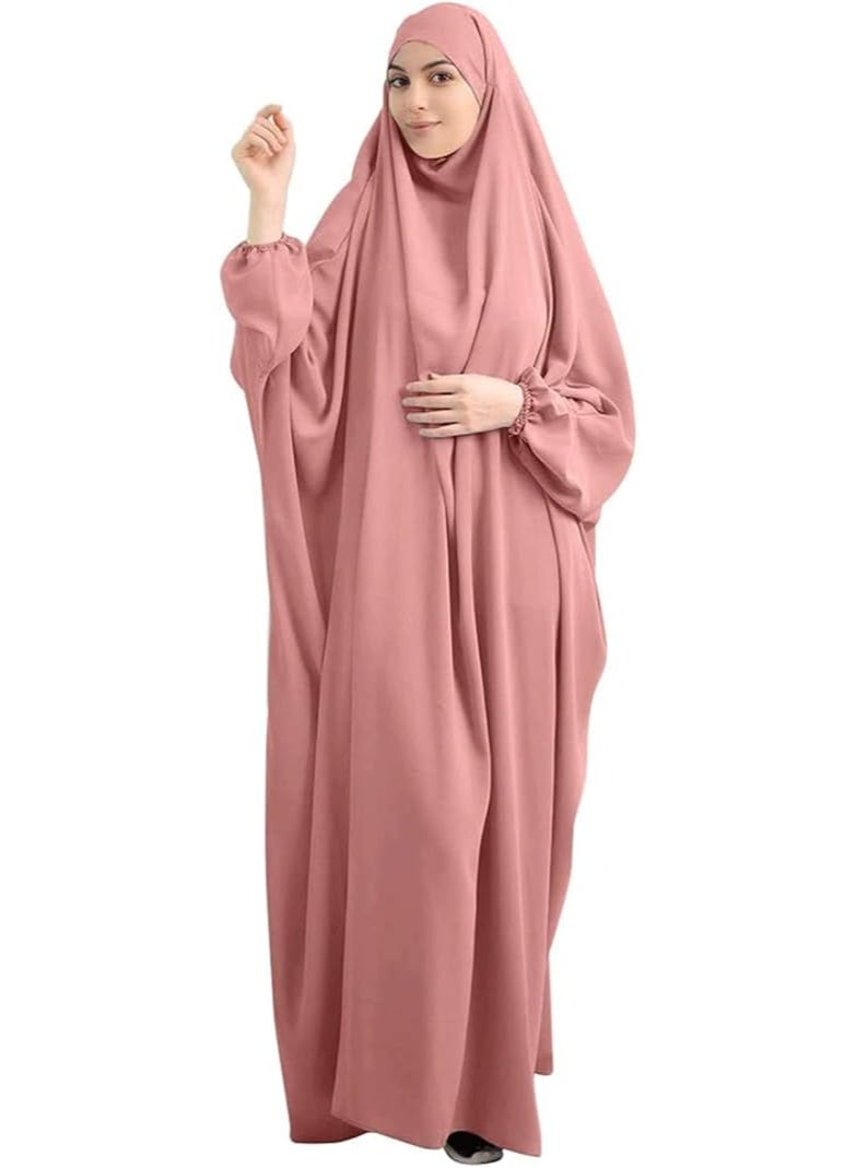 Muslimisches Einfarbig Damen Lose einteiliges Gebetskleid Full Cover Hooded Islamic Abaya Kaftan mit Hijab konservative Kleidung Gebetskleid den Ramadan fr Ethnische, Abend, Party - Image 1