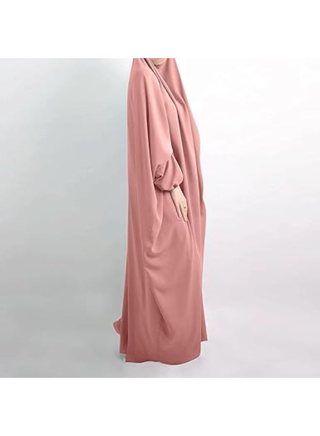 Muslimisches Einfarbig Damen Lose einteiliges Gebetskleid Full Cover Hooded Islamic Abaya Kaftan mit Hijab konservative Kleidung Gebetskleid den Ramadan fr Ethnische, Abend, Party - Image 5