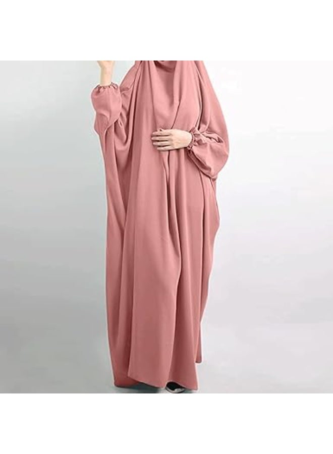 Muslimisches Einfarbig Damen Lose einteiliges Gebetskleid Full Cover Hooded Islamic Abaya Kaftan mit Hijab konservative Kleidung Gebetskleid den Ramadan fr Ethnische, Abend, Party - Image 4
