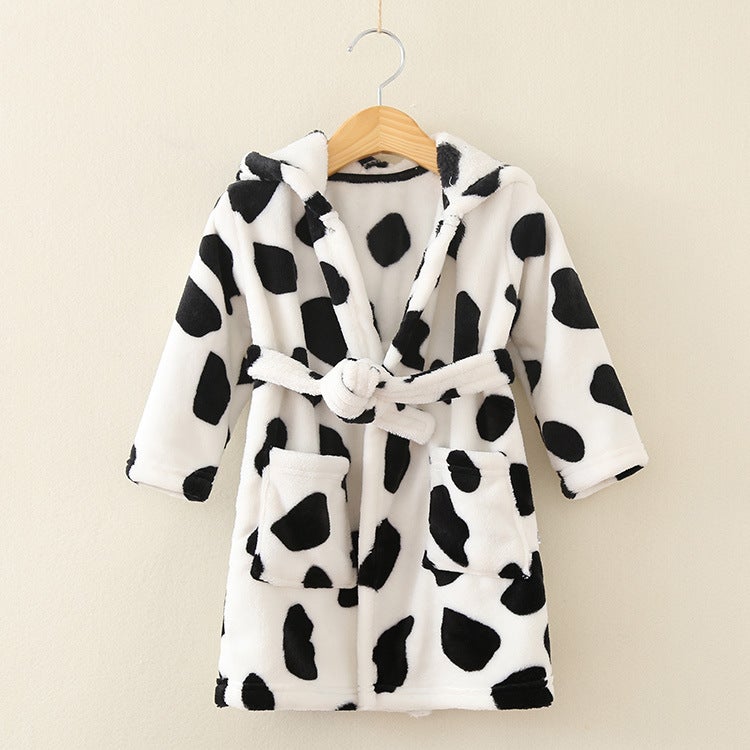 Children'S Nightgown Boys And Girls Baby Spring Autumn Winter Bathrobe Pajamas Cartoon Flannel Hooded Children'S Clothing Home Clothing - Image 1